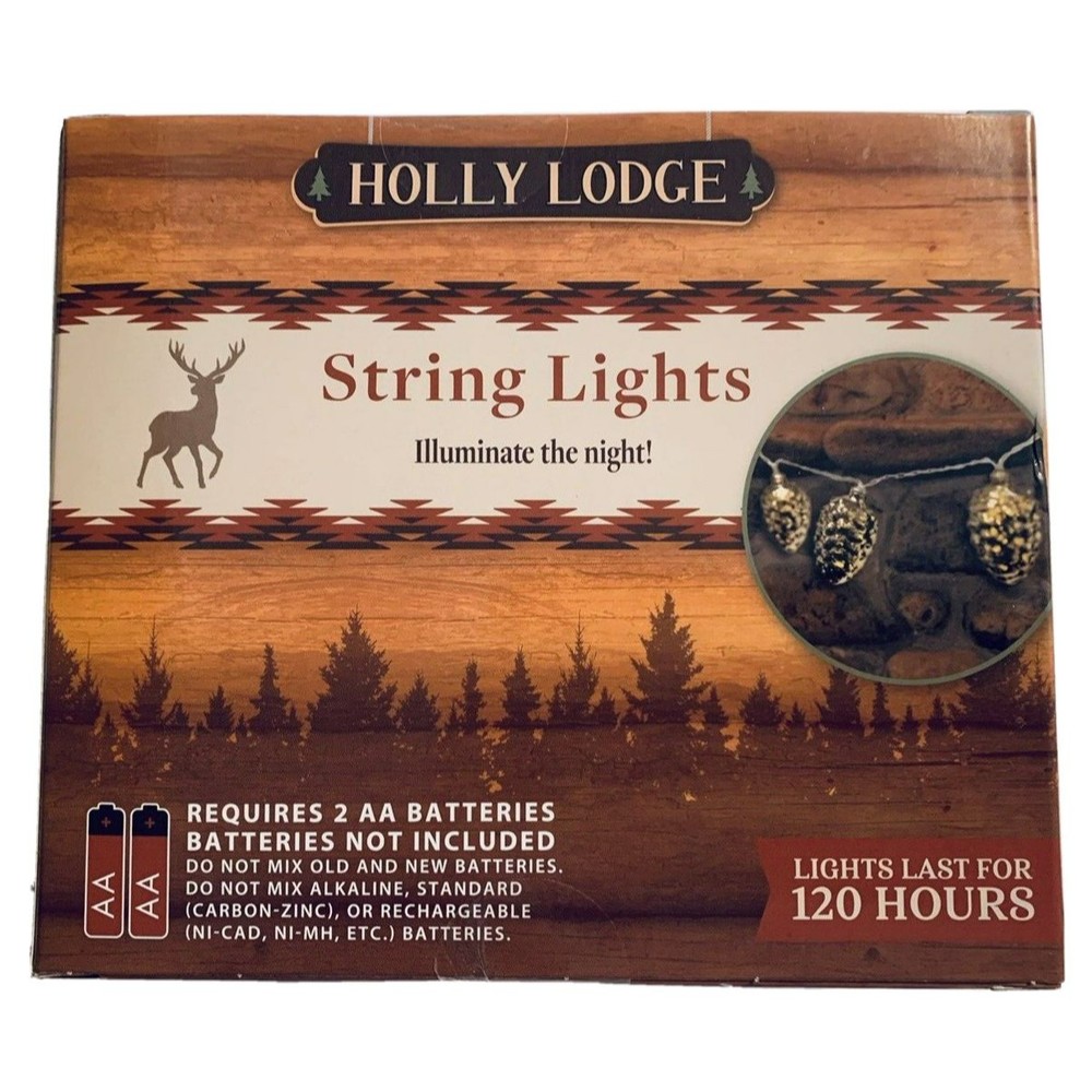 Pine Cone String Lights 6 Christmas Mantle Camper Lodge Farmhouse Battery Oper - Picture 5 of 7